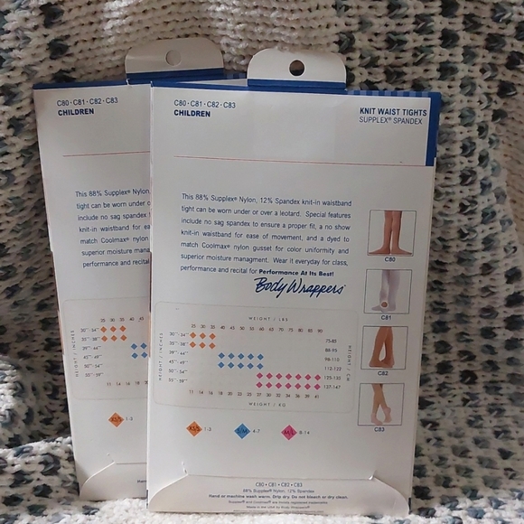 Body Wrappers Children Full Foot Knit Waist Tights ▪︎SET OF TWO▪︎ - Picture 5 of 5